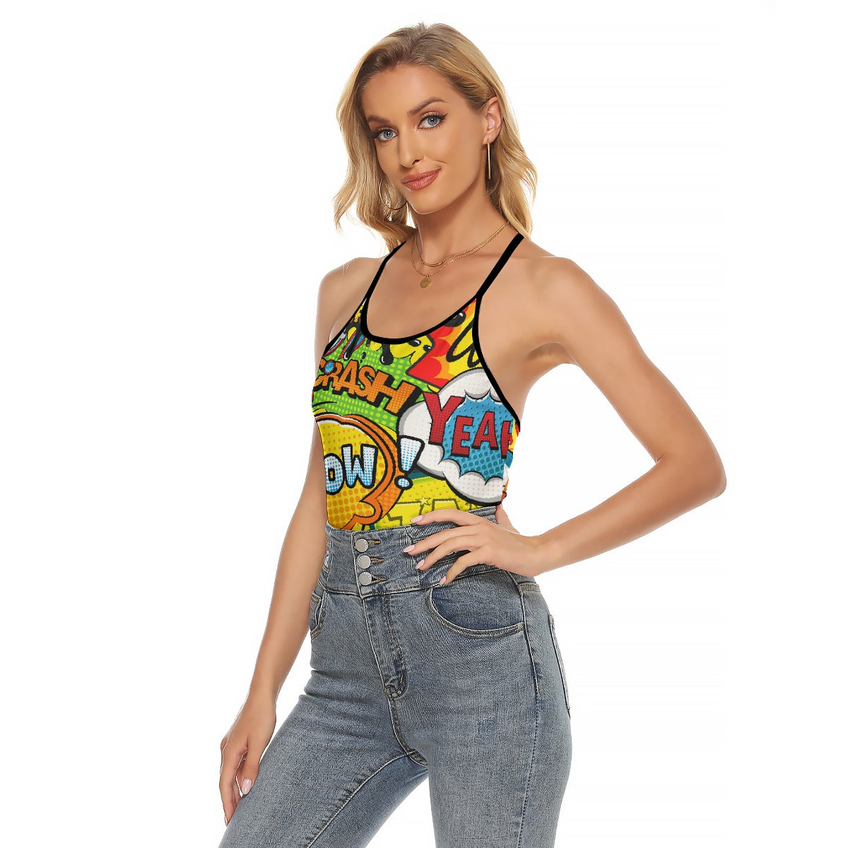 All-Over Print Women's Criss-Cross Open Back Tank Top