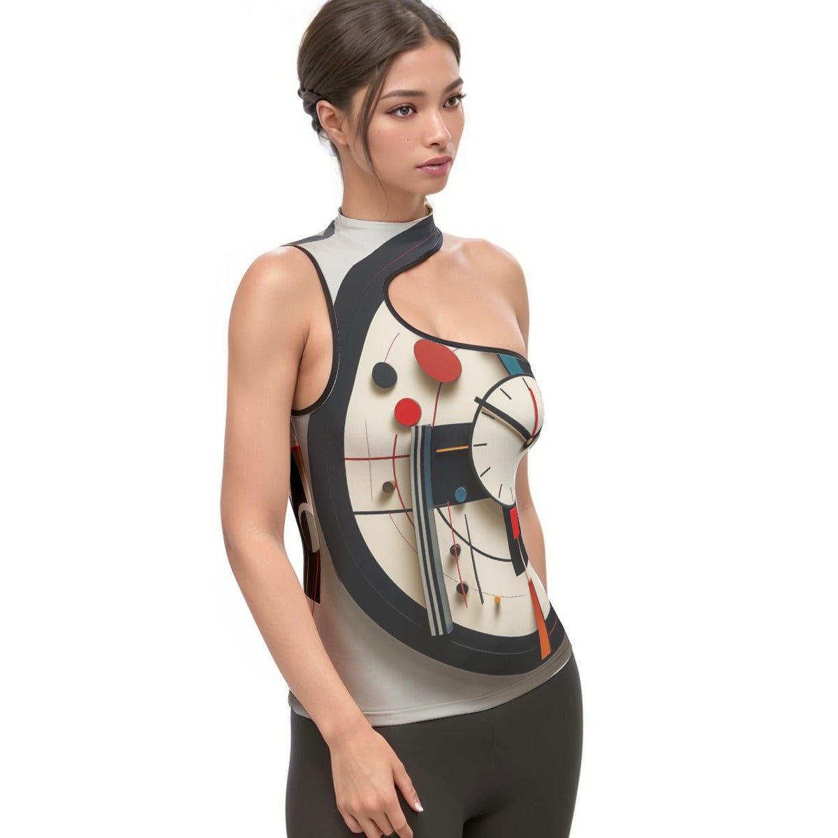 All-Over Print Women's Halter Sleeveless Asymmetrical Tank Top