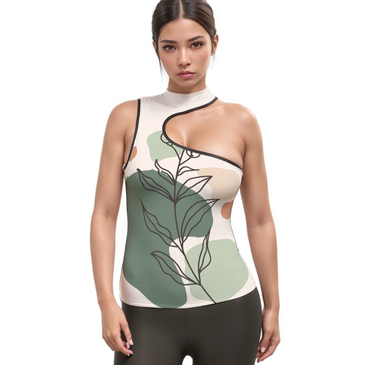 All-Over Print Women's Halter Sleeveless Asymmetrical Tank Top