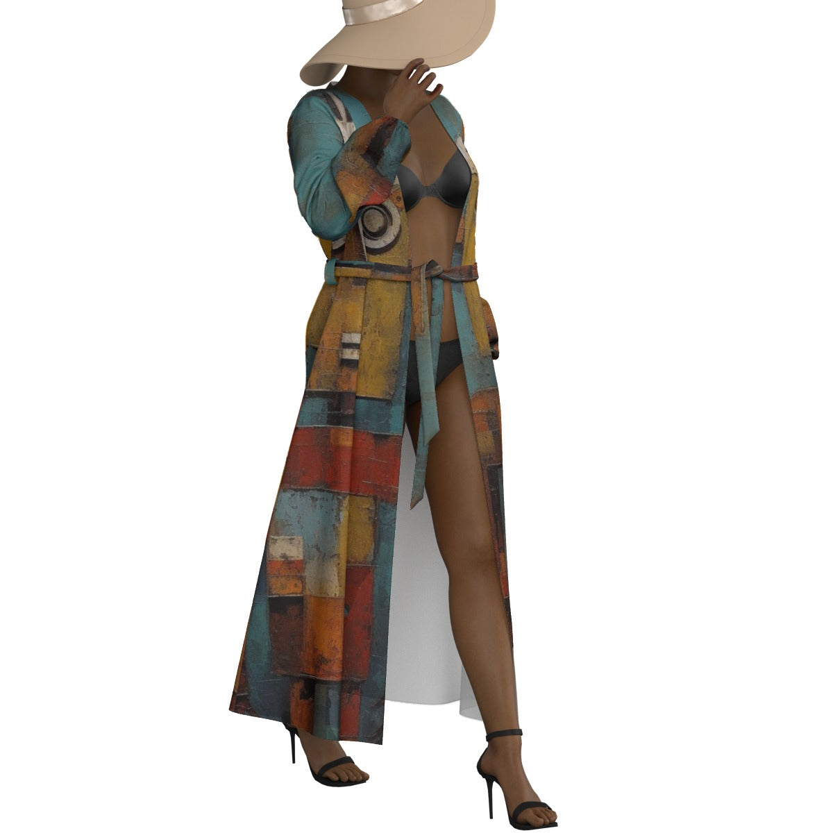 All-Over Print Women's Lace-up Chiffon Robe