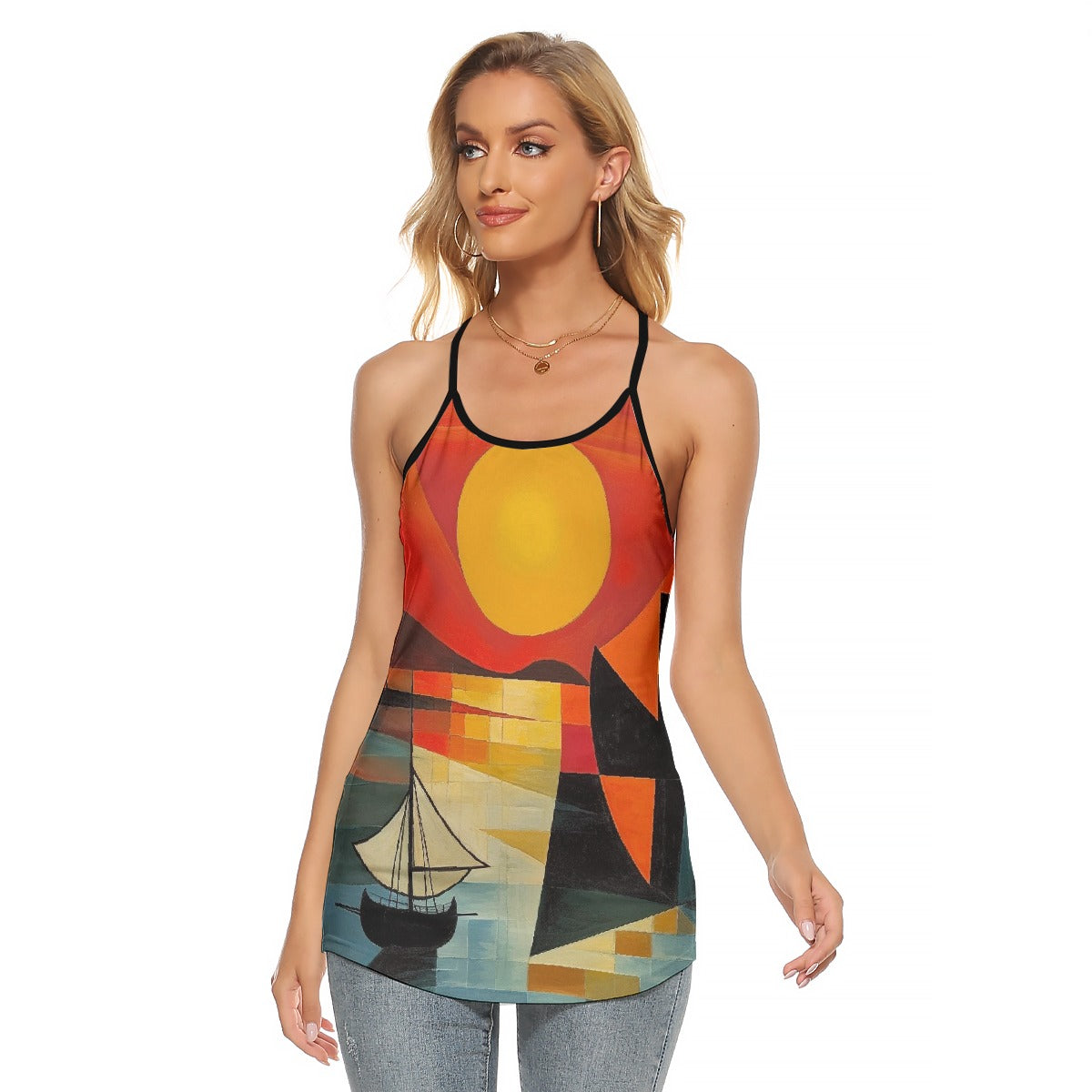 All-Over Print Women's Criss-Cross Open Back Tank Top