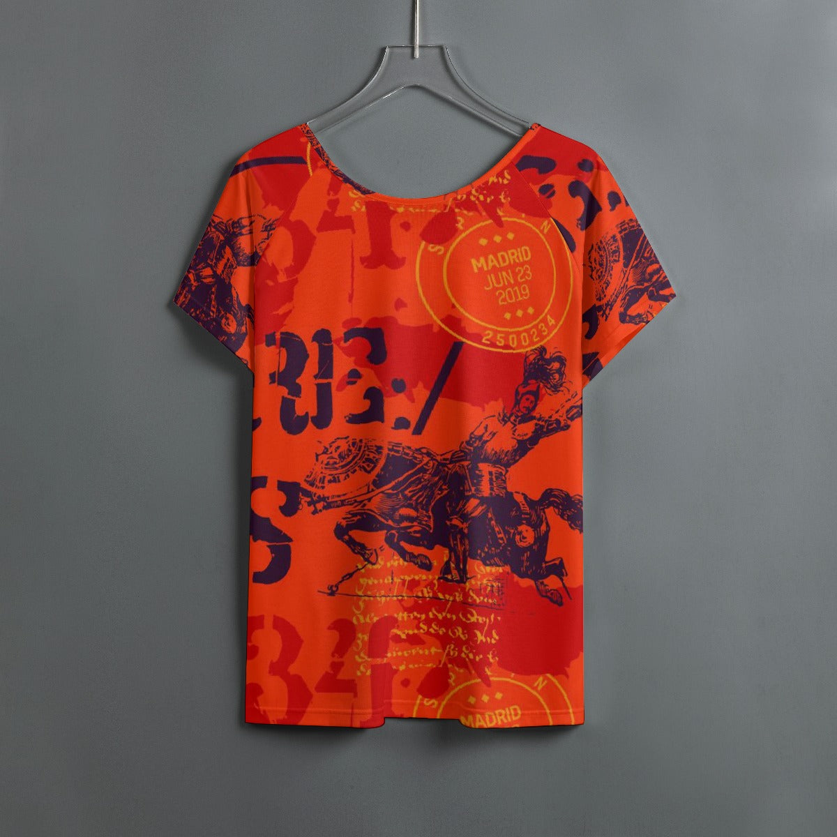 All-Over Print Women's Round Neck T-shirt With Raglan Sleeve