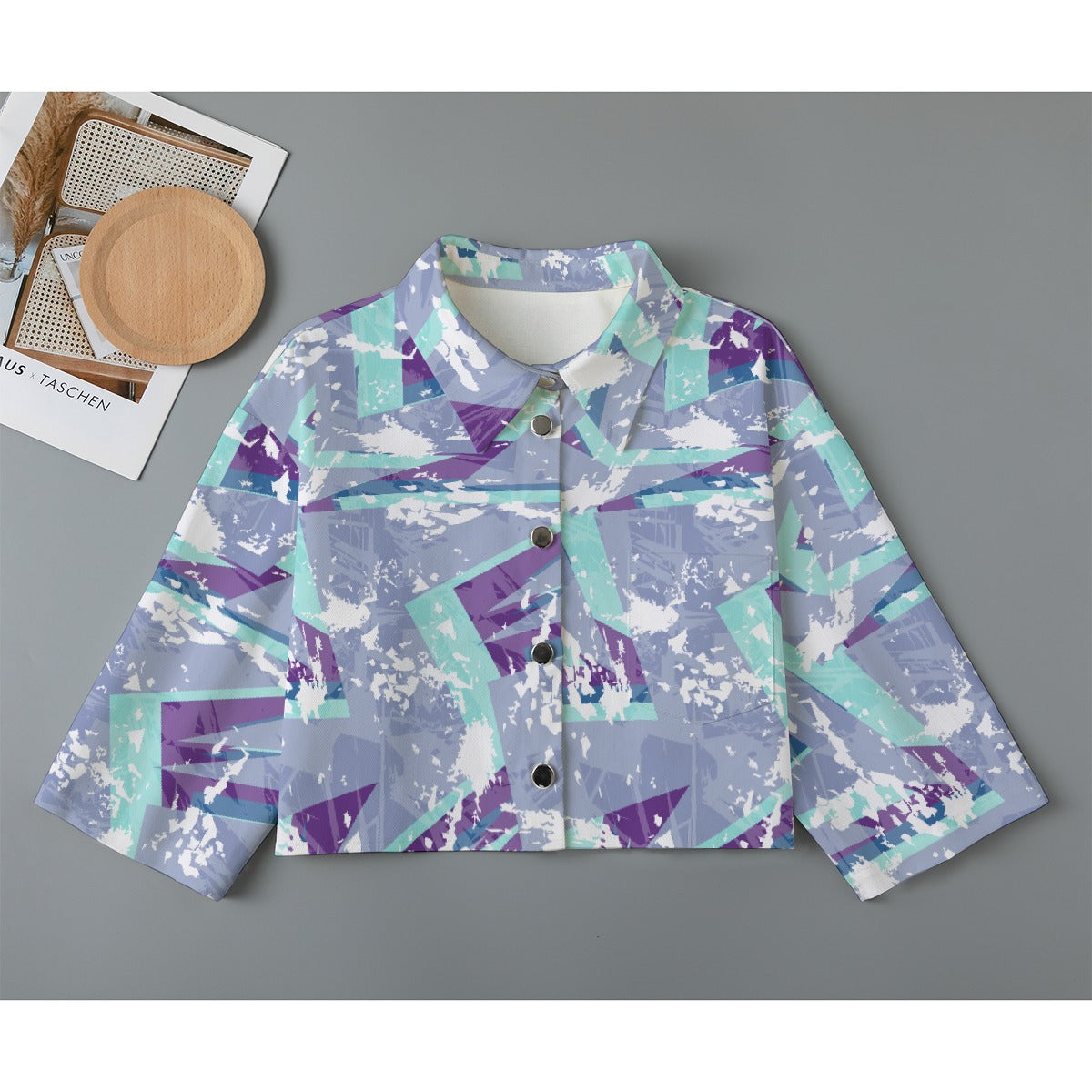All-Over Print Women's Cropped Jacket | 245GSM Cotton