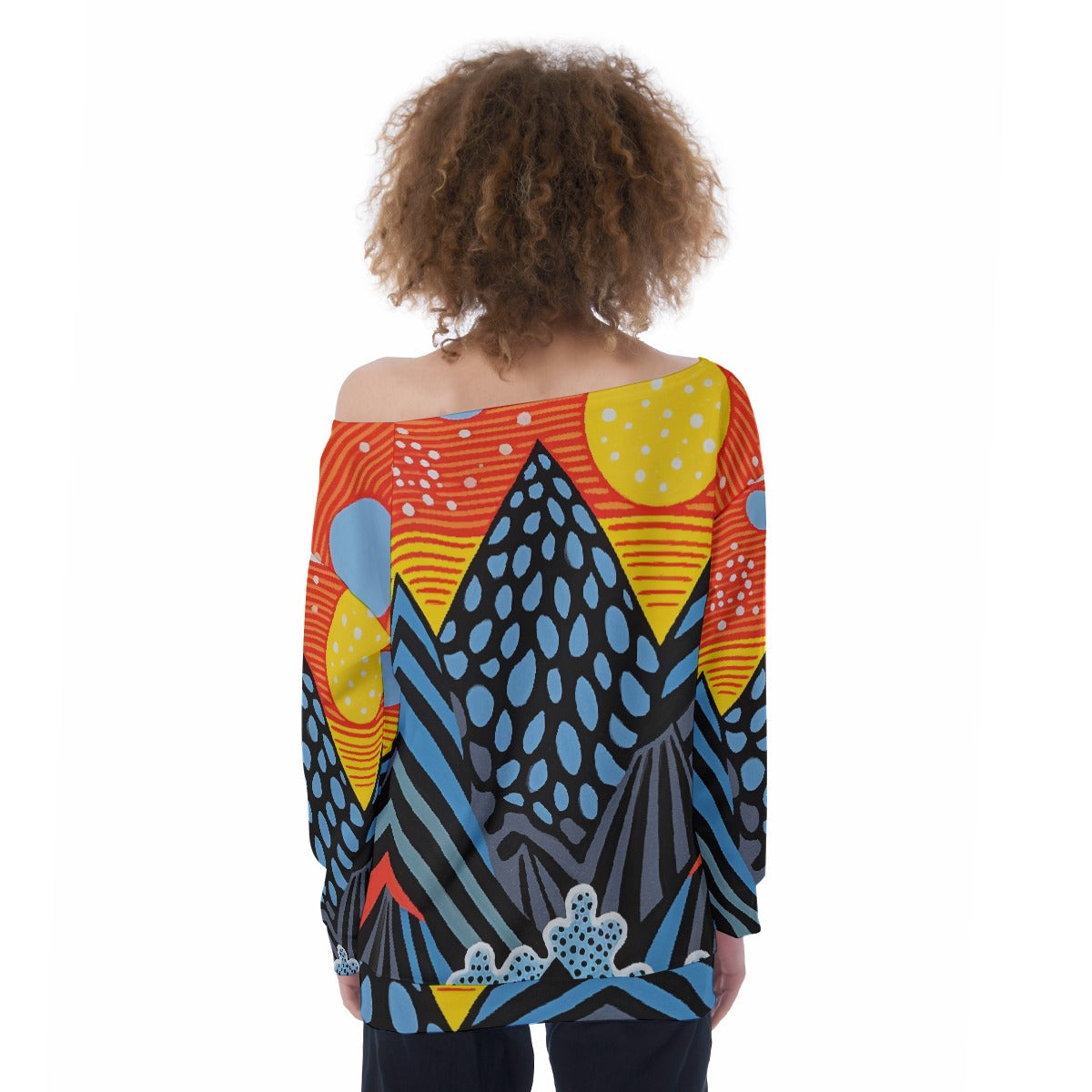 All-Over Print Oversized Women's Off-Shoulder Sweatshirt
