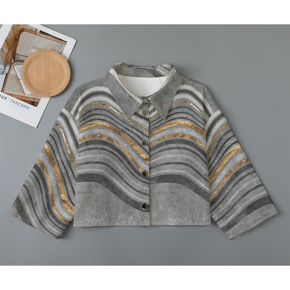 All-Over Print Women's Cropped Jacket | 245GSM Cotton