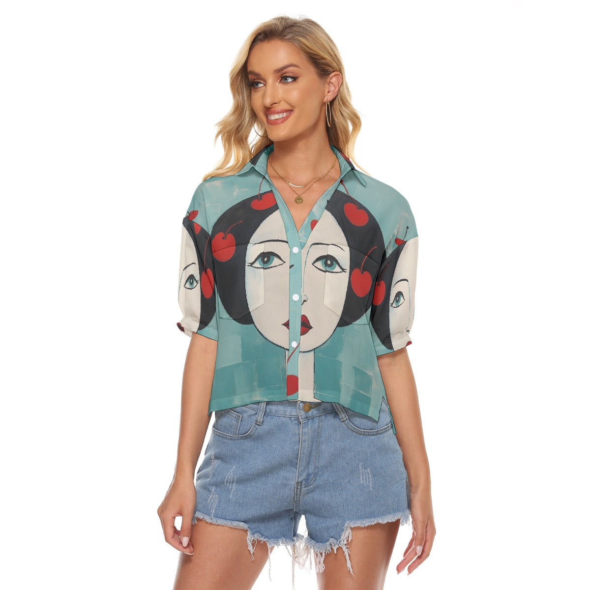 All-Over Print Women's V-neck Shirts