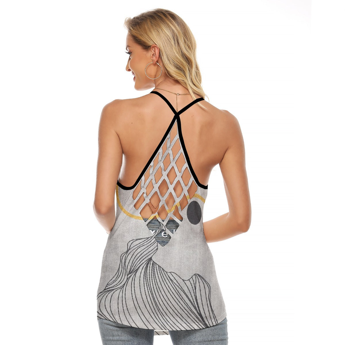 All-Over Print Women's Criss-Cross Open Back Tank Top