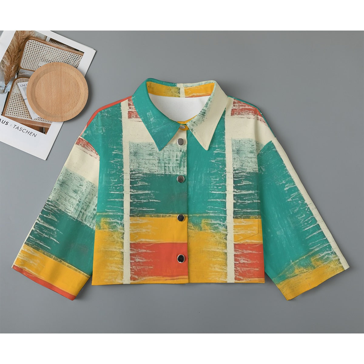 All-Over Print Women's Cropped Jacket | 245GSM Cotton
