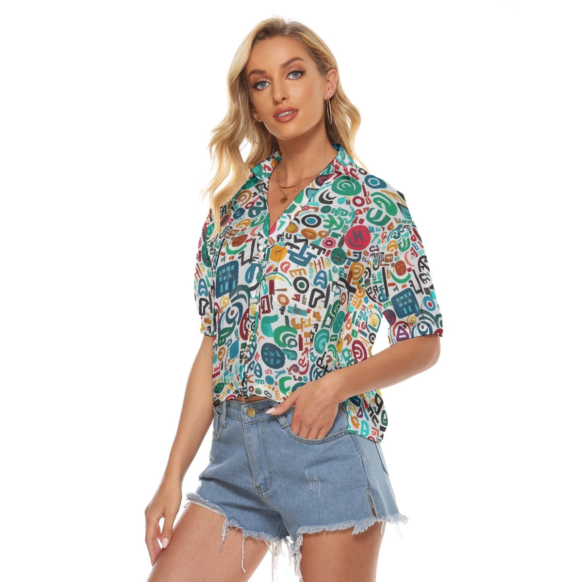 All-Over Print Women's V-neck Shirts