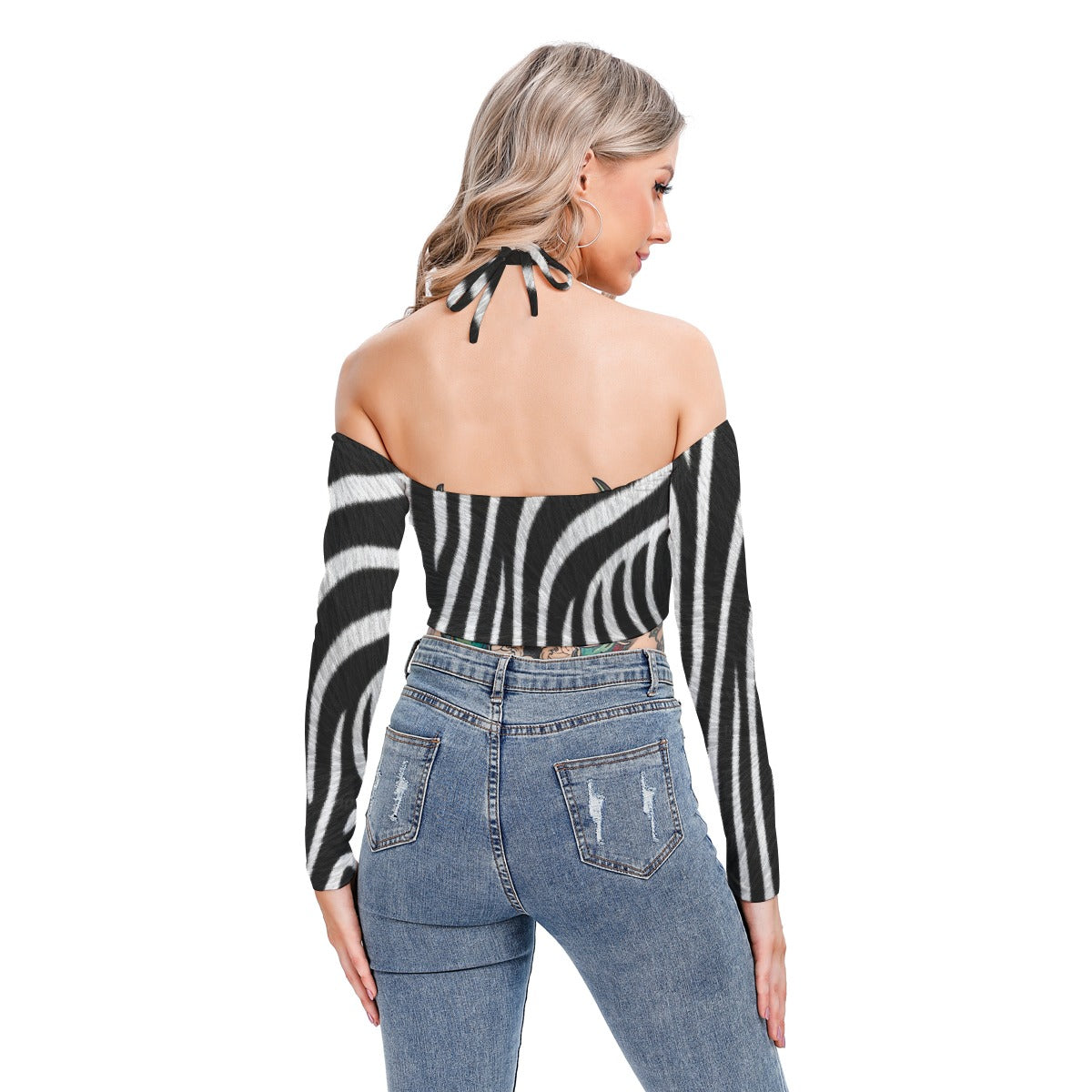 All-Over Print Women's Halter Lace-up Top
