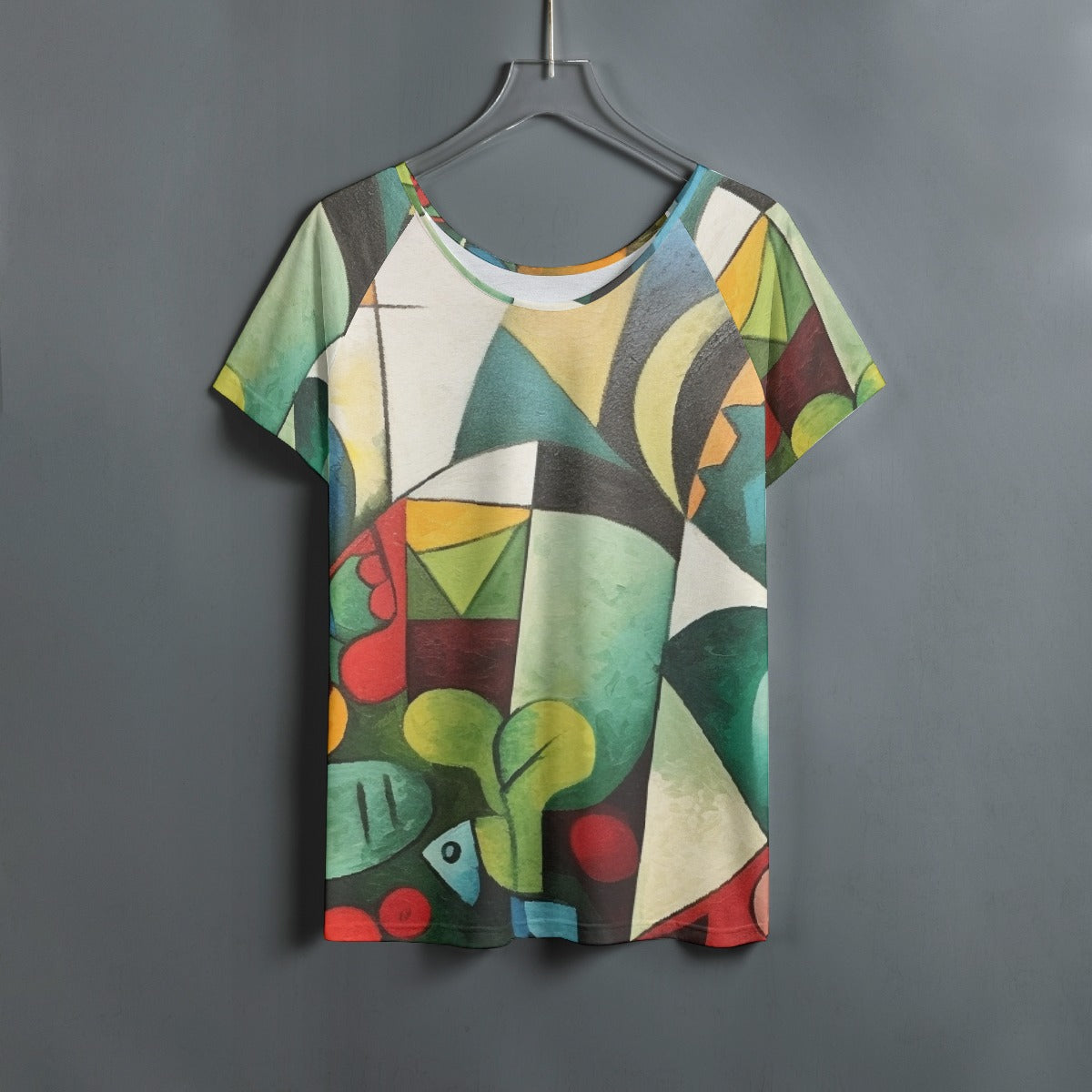All-Over Print Women's Round Neck T-shirt With Raglan Sleeve