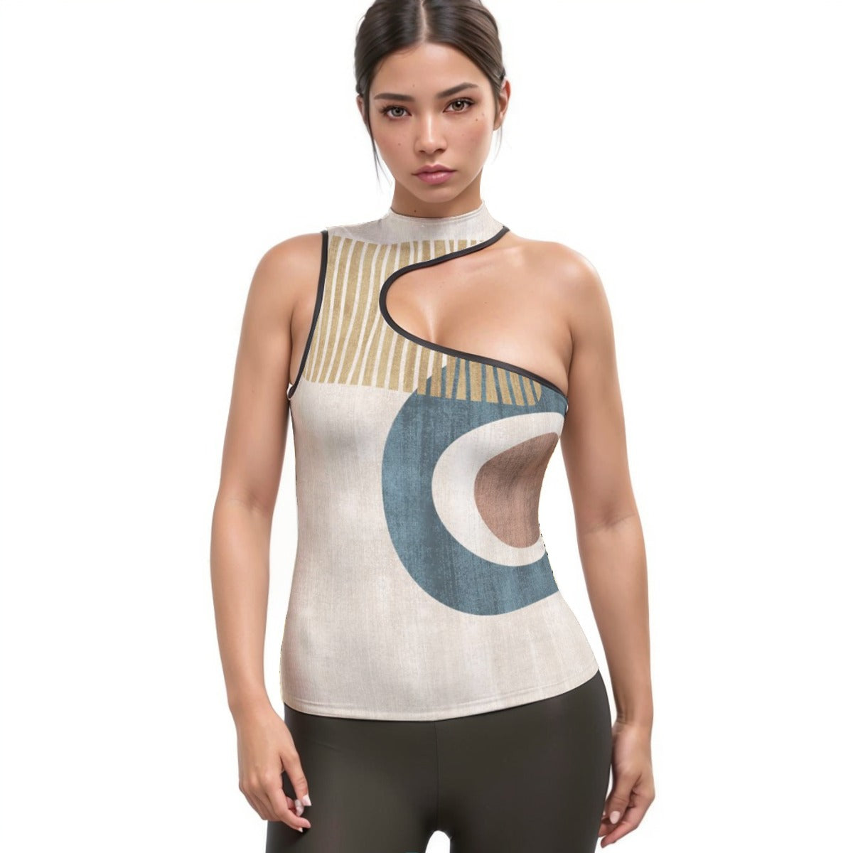 All-Over Print Women's Halter Sleeveless Asymmetrical Tank Top