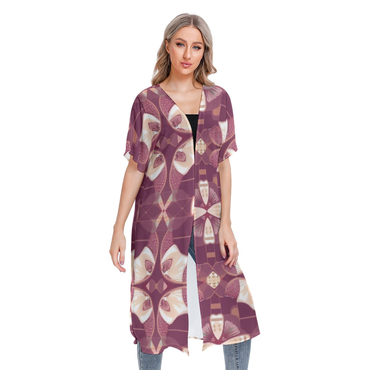All-Over Print Women's Short Sleeve Cardigan