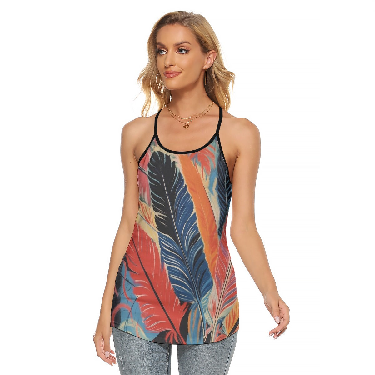 All-Over Print Women's Criss-Cross Open Back Tank Top