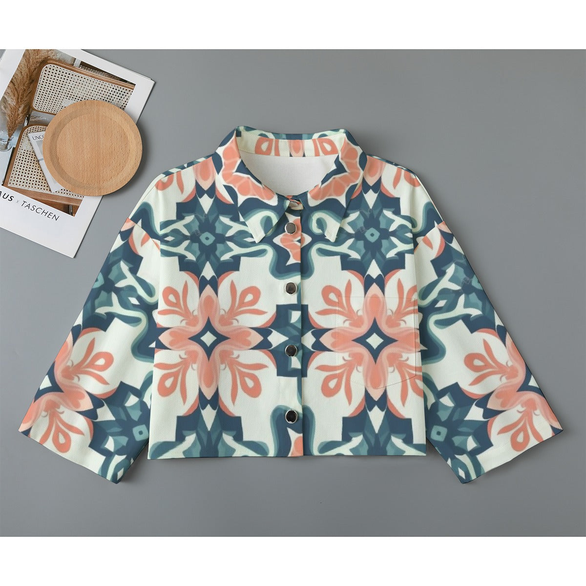 All-Over Print Women's Cropped Jacket | 245GSM Cotton