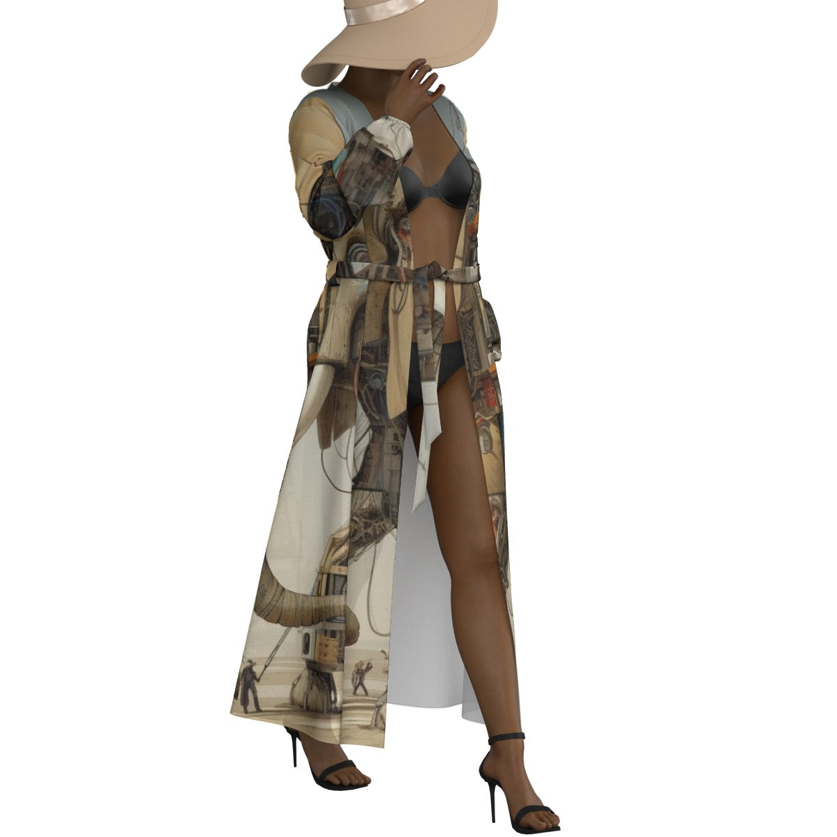 All-Over Print Women's Lace-up Chiffon Robe