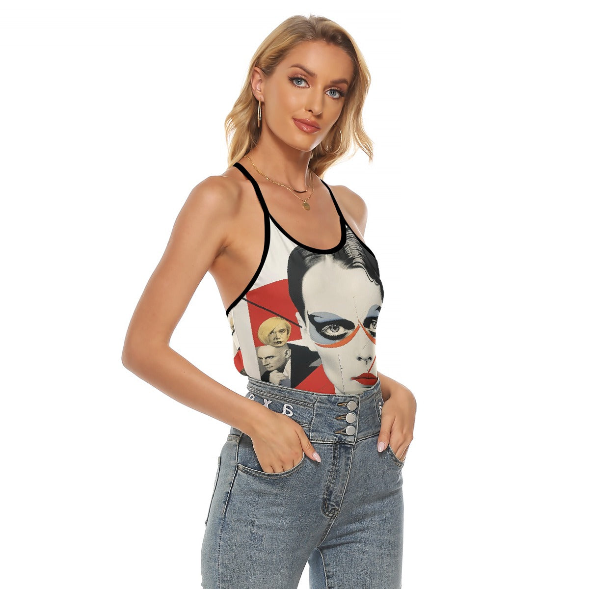 All-Over Print Women's Criss-Cross Open Back Tank Top