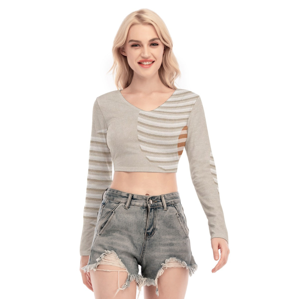 All-Over Print Women's Back Hollow T-shirt With Strap