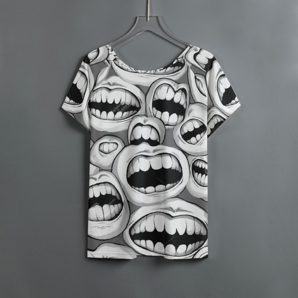All-Over Print Women's Round Neck T-shirt With Raglan Sleeve