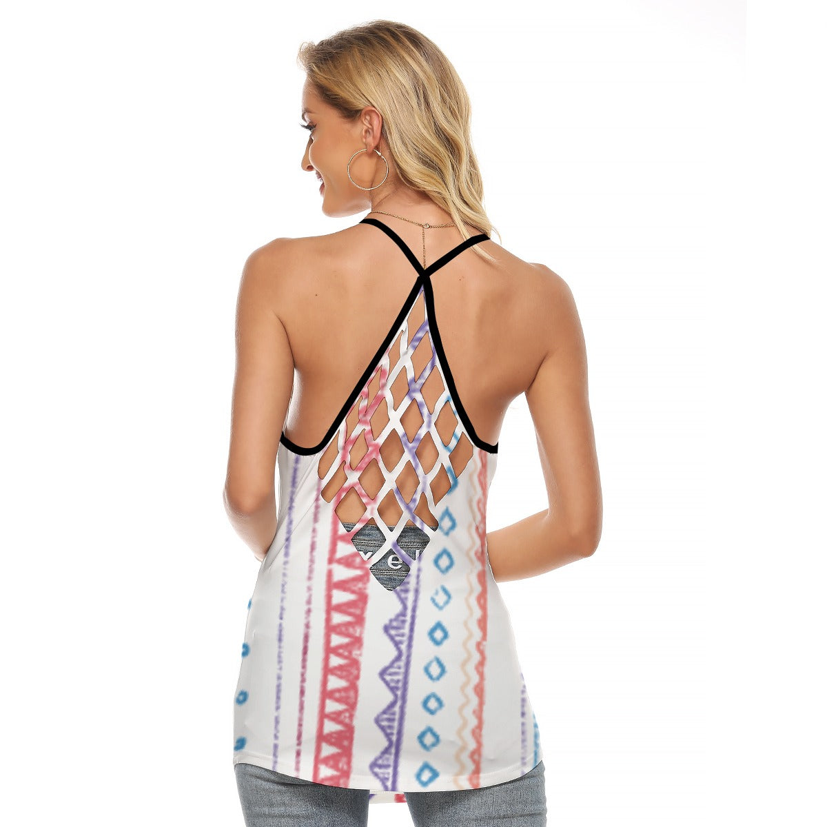 All-Over Print Women's Criss-Cross Open Back Tank Top