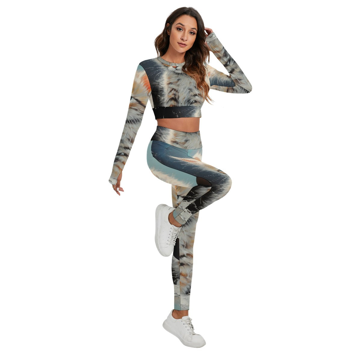 All-Over Print Women's Sport Set With Backless Top And Leggings