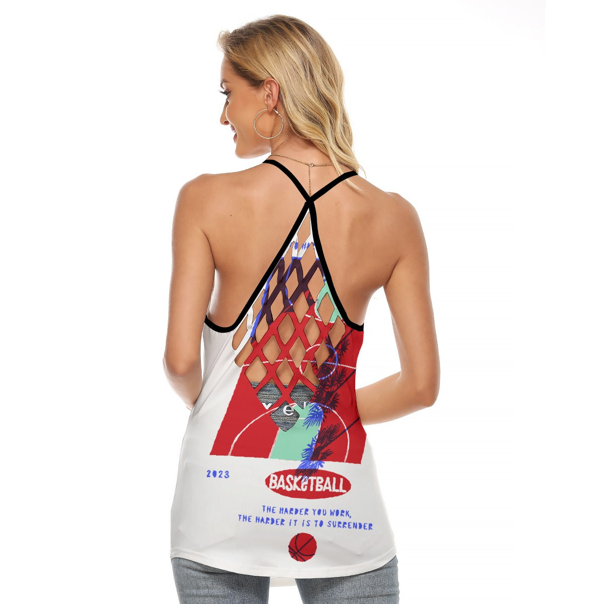 All-Over Print Women's Criss-Cross Open Back Tank Top