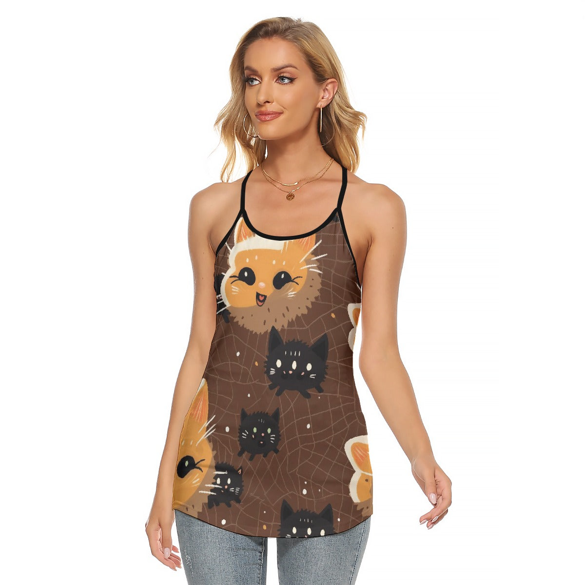 All-Over Print Women's Criss-Cross Open Back Tank Top