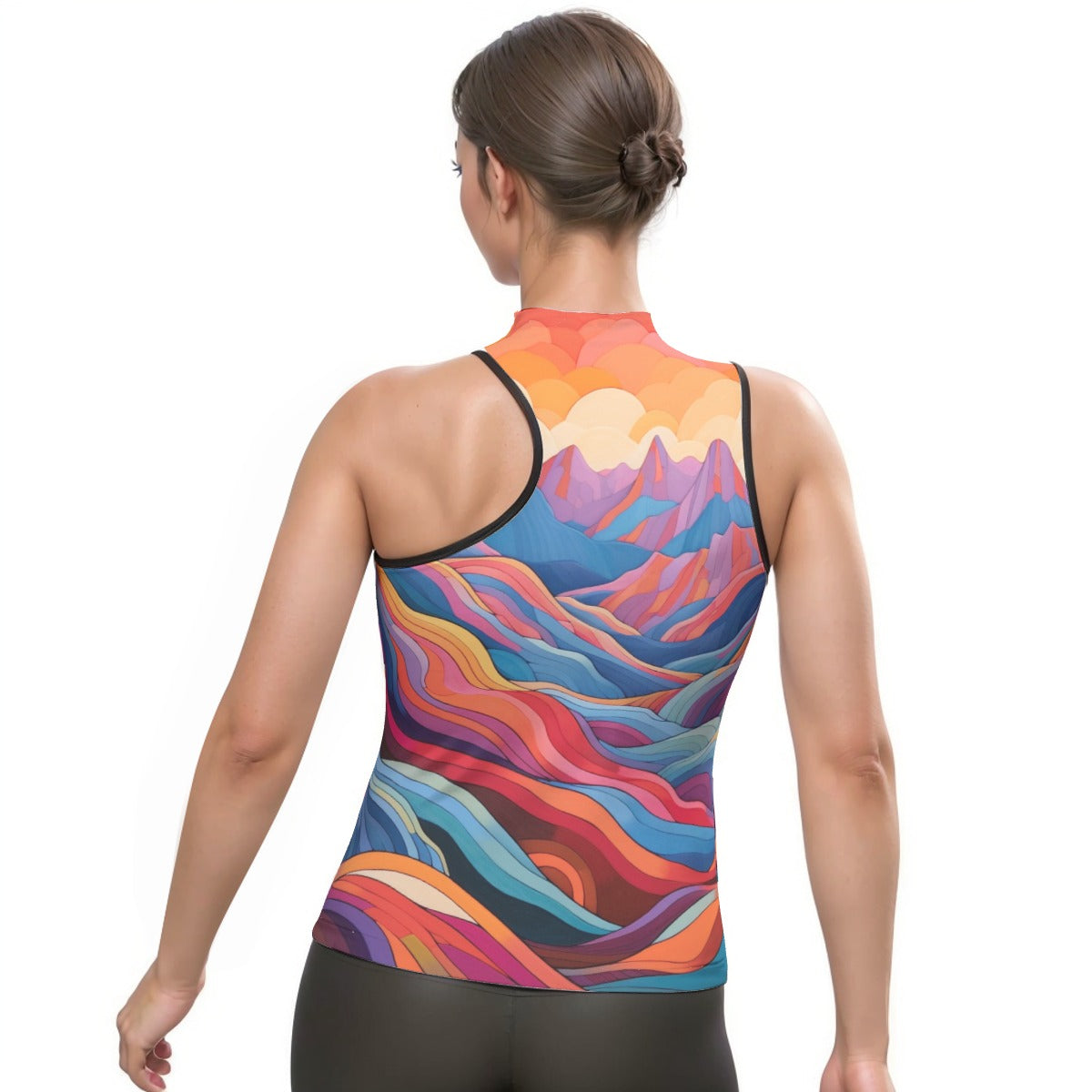 All-Over Print Women's Halter Sleeveless Asymmetrical Tank Top