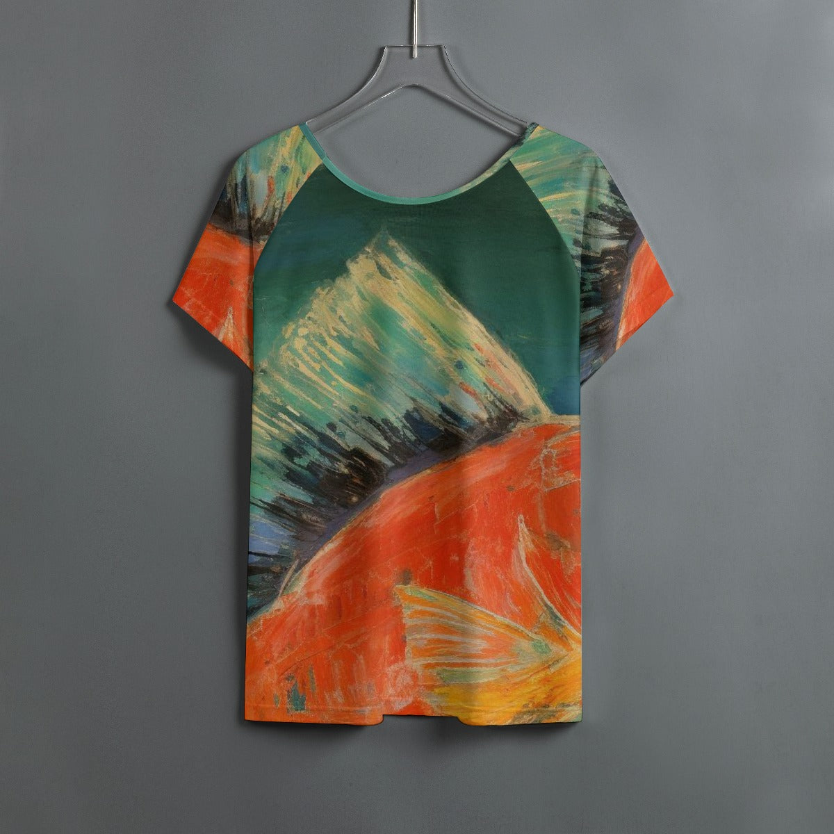 All-Over Print Women's Round Neck T-shirt With Raglan Sleeve