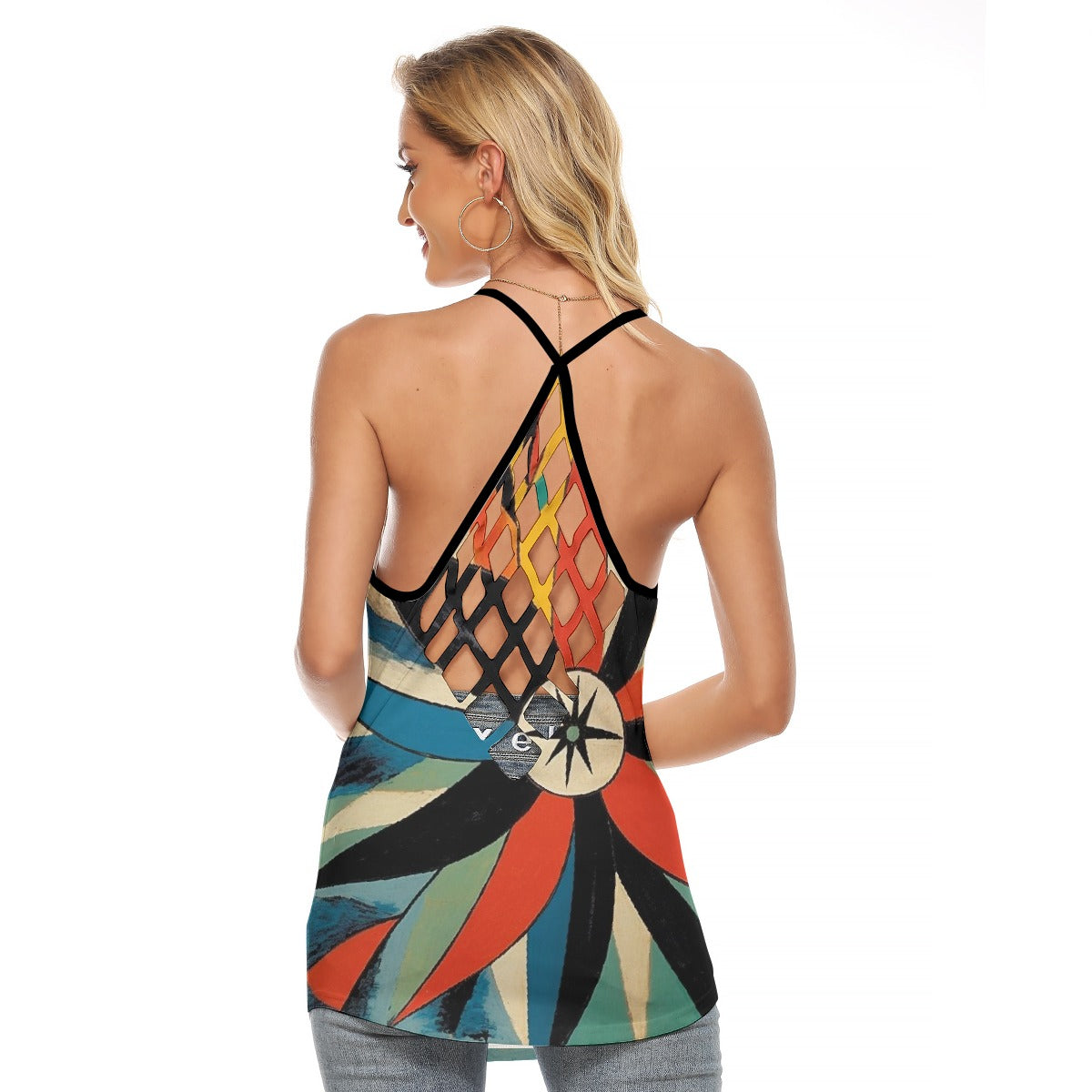 All-Over Print Women's Criss-Cross Open Back Tank Top