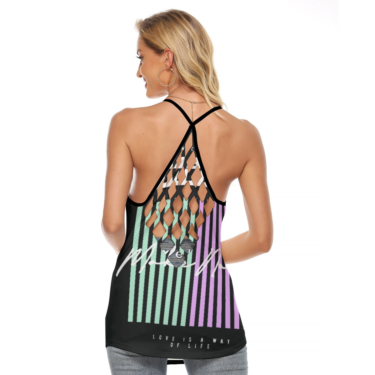 All-Over Print Women's Criss-Cross Open Back Tank Top