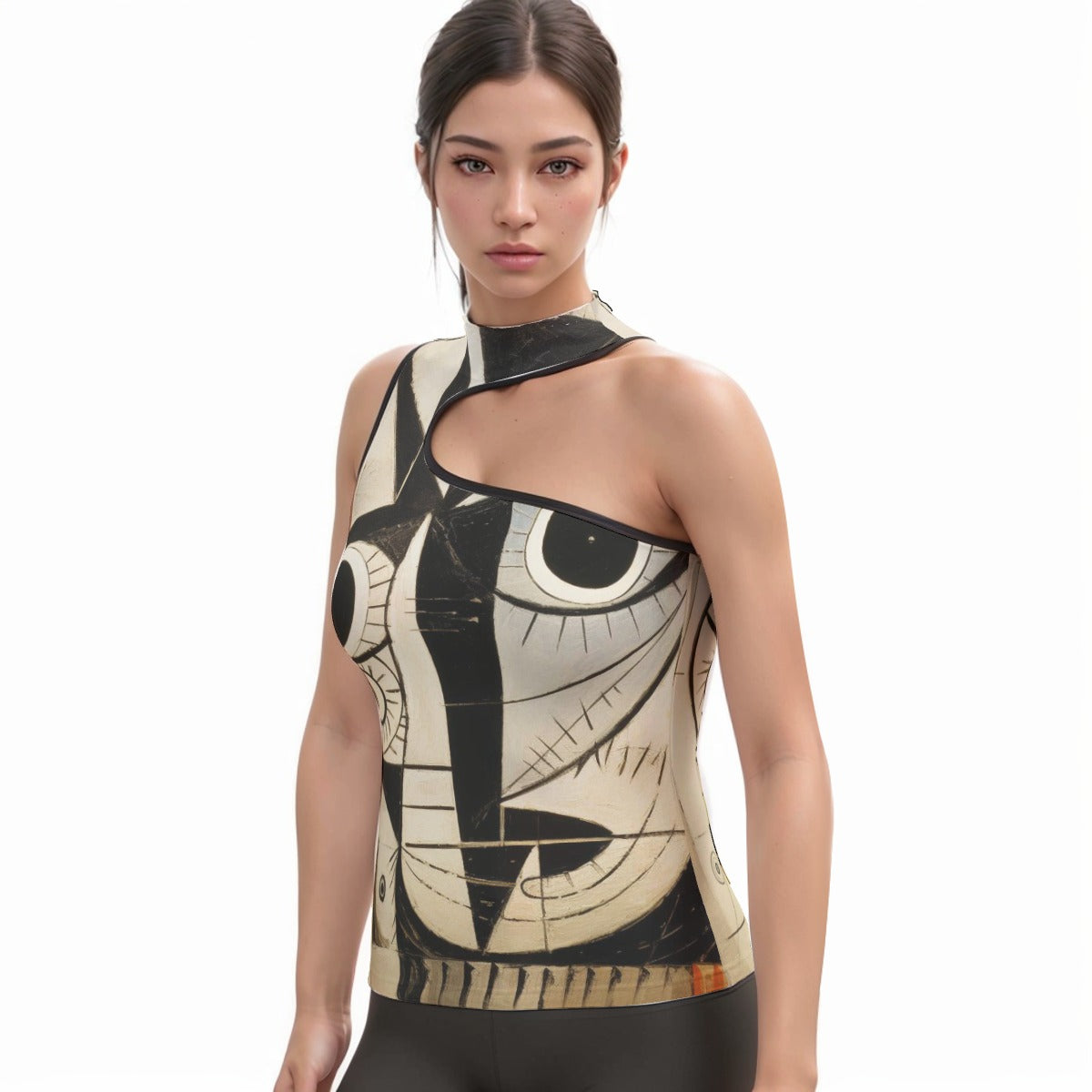 All-Over Print Women's Halter Sleeveless Asymmetrical Tank Top