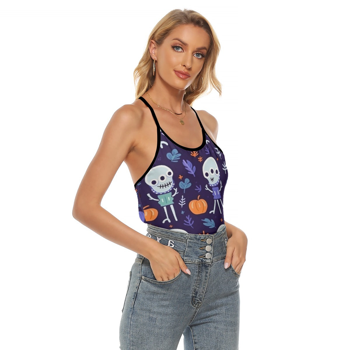 All-Over Print Women's Criss-Cross Open Back Tank Top