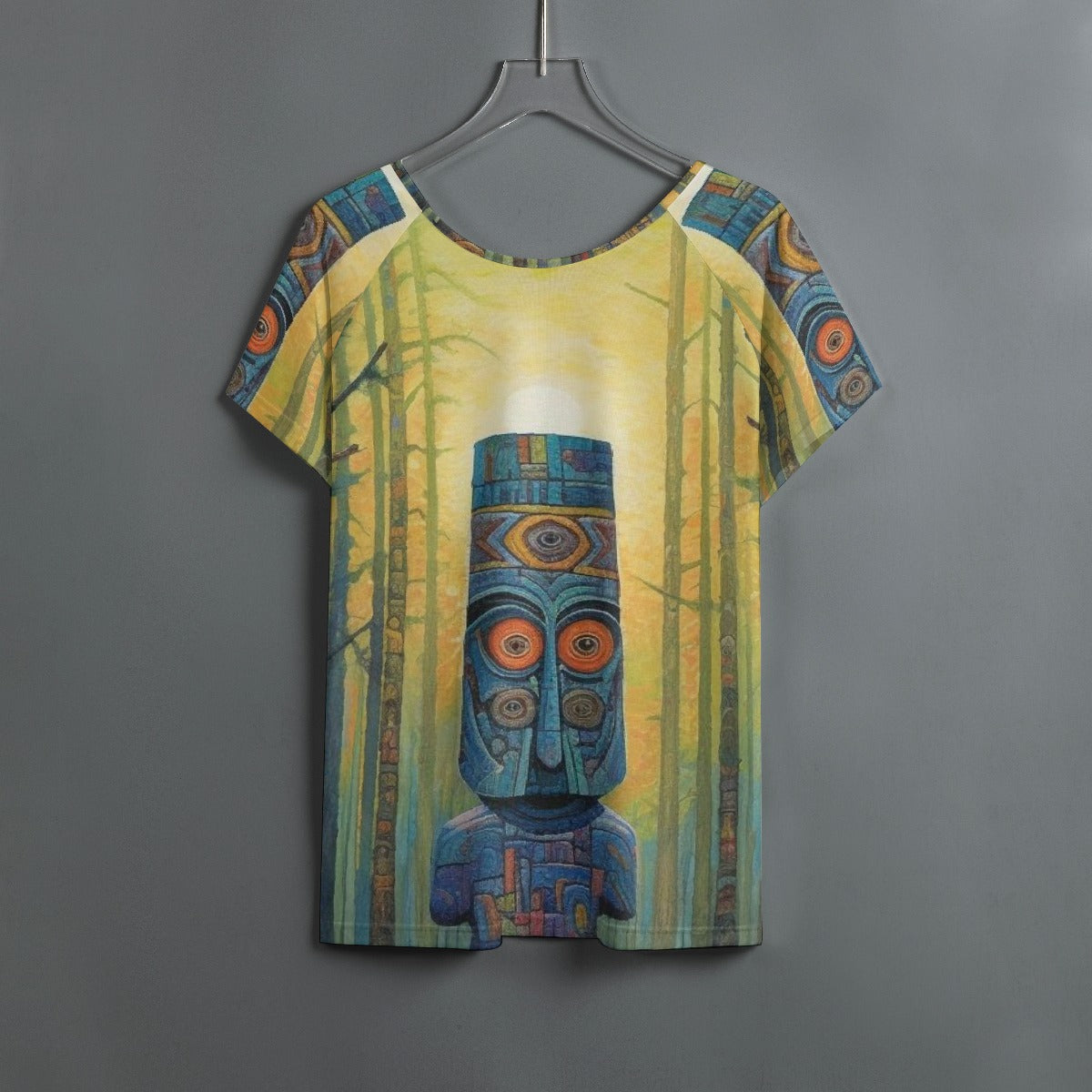 All-Over Print Women's Round Neck T-shirt With Raglan Sleeve