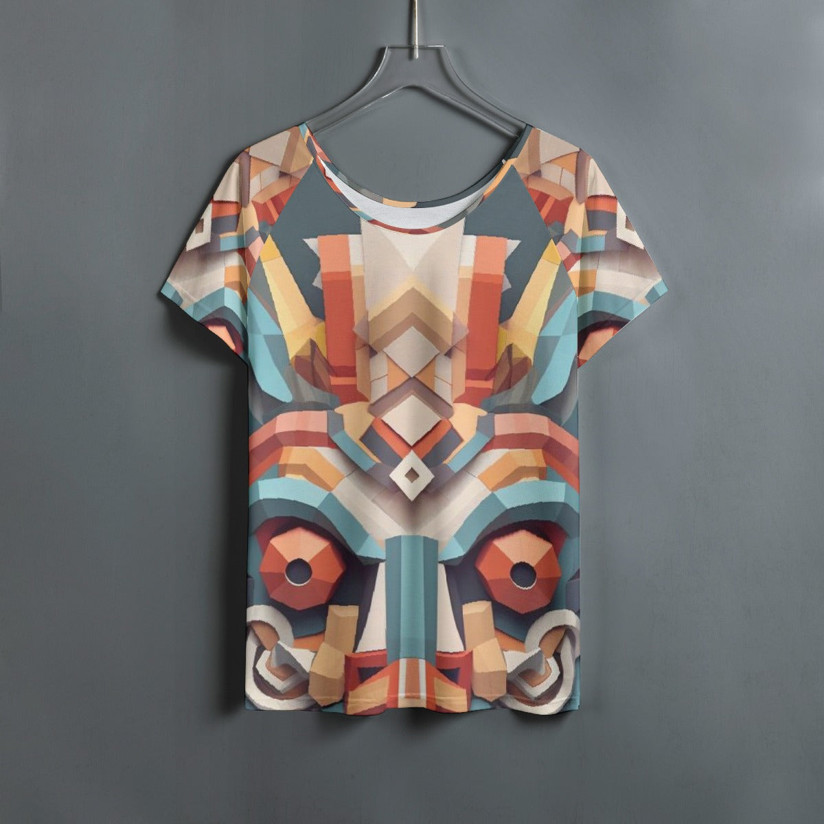 All-Over Print Women's Round Neck T-shirt With Raglan Sleeve
