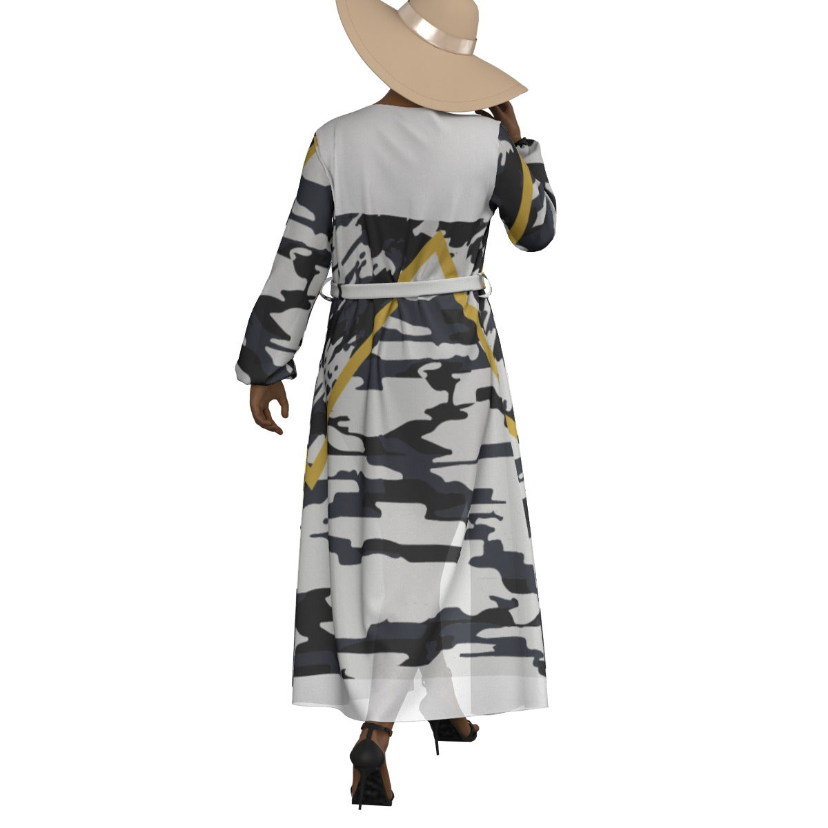 All-Over Print Women's Lace-up Chiffon Robe