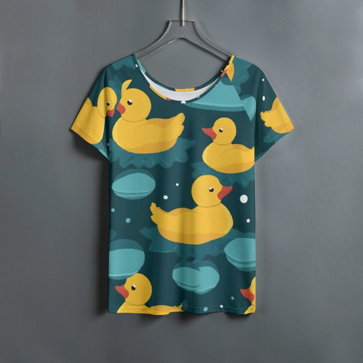 All-Over Print Women's Round Neck T-shirt With Raglan Sleeve