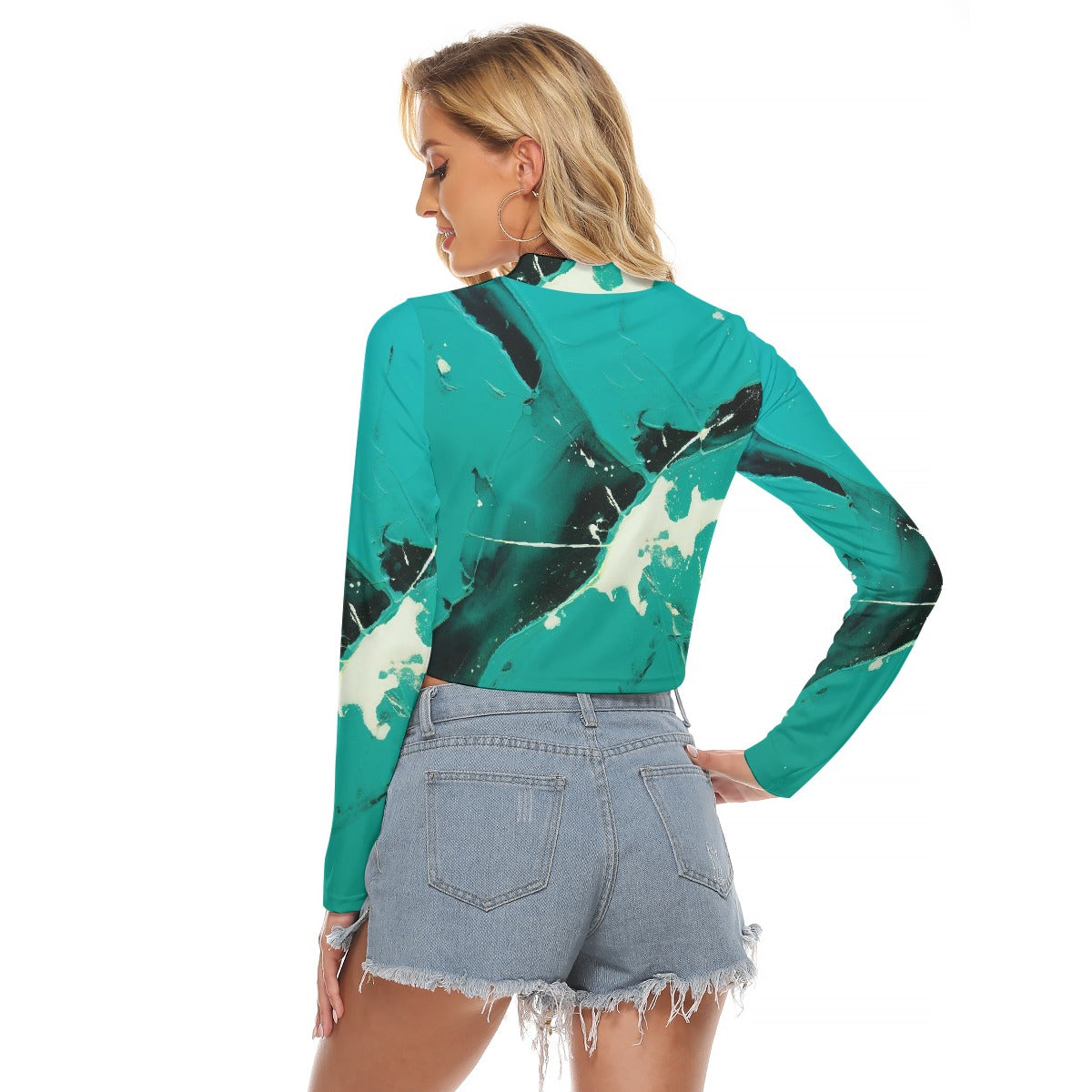 All-Over Print Women's Hollow Chest Keyhole Tight Crop Top