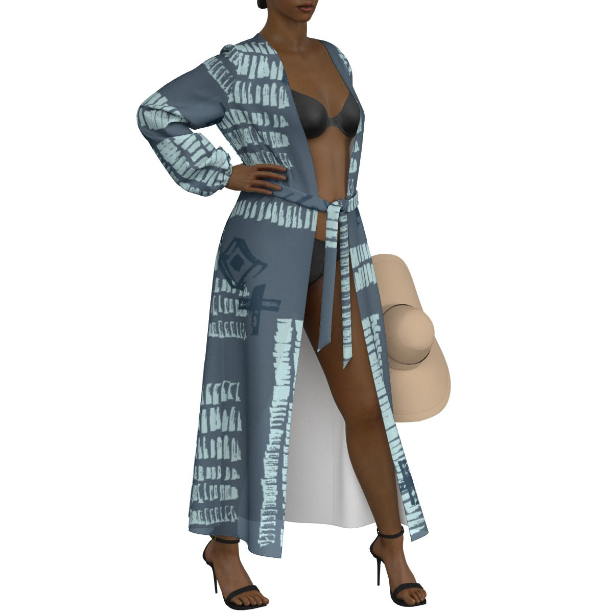 All-Over Print Women's Lace-up Chiffon Robe