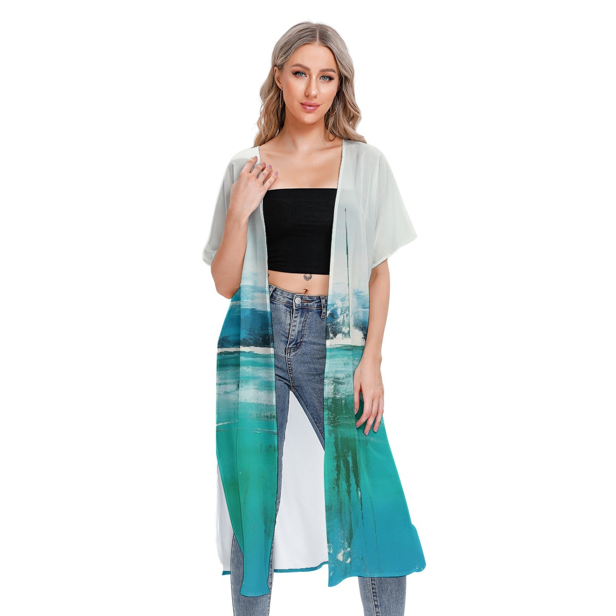 All-Over Print Women's Short Sleeve Cardigan