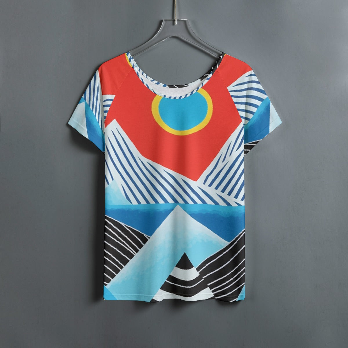 All-Over Print Women's Round Neck T-shirt With Raglan Sleeve