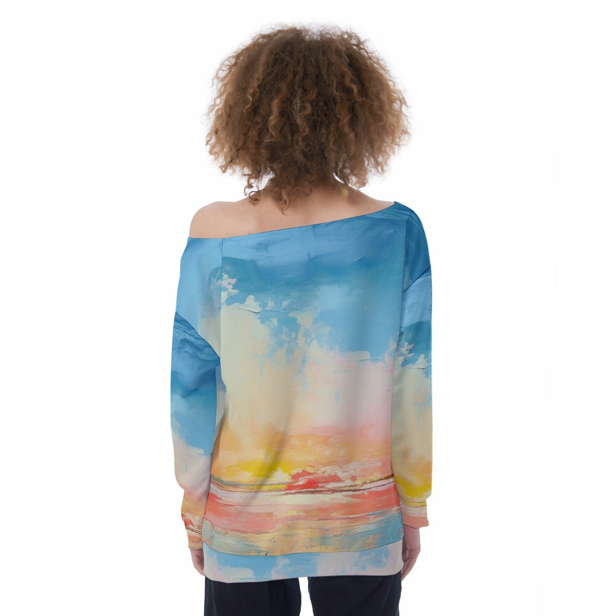 All-Over Print Oversized Women's Off-Shoulder Sweatshirt