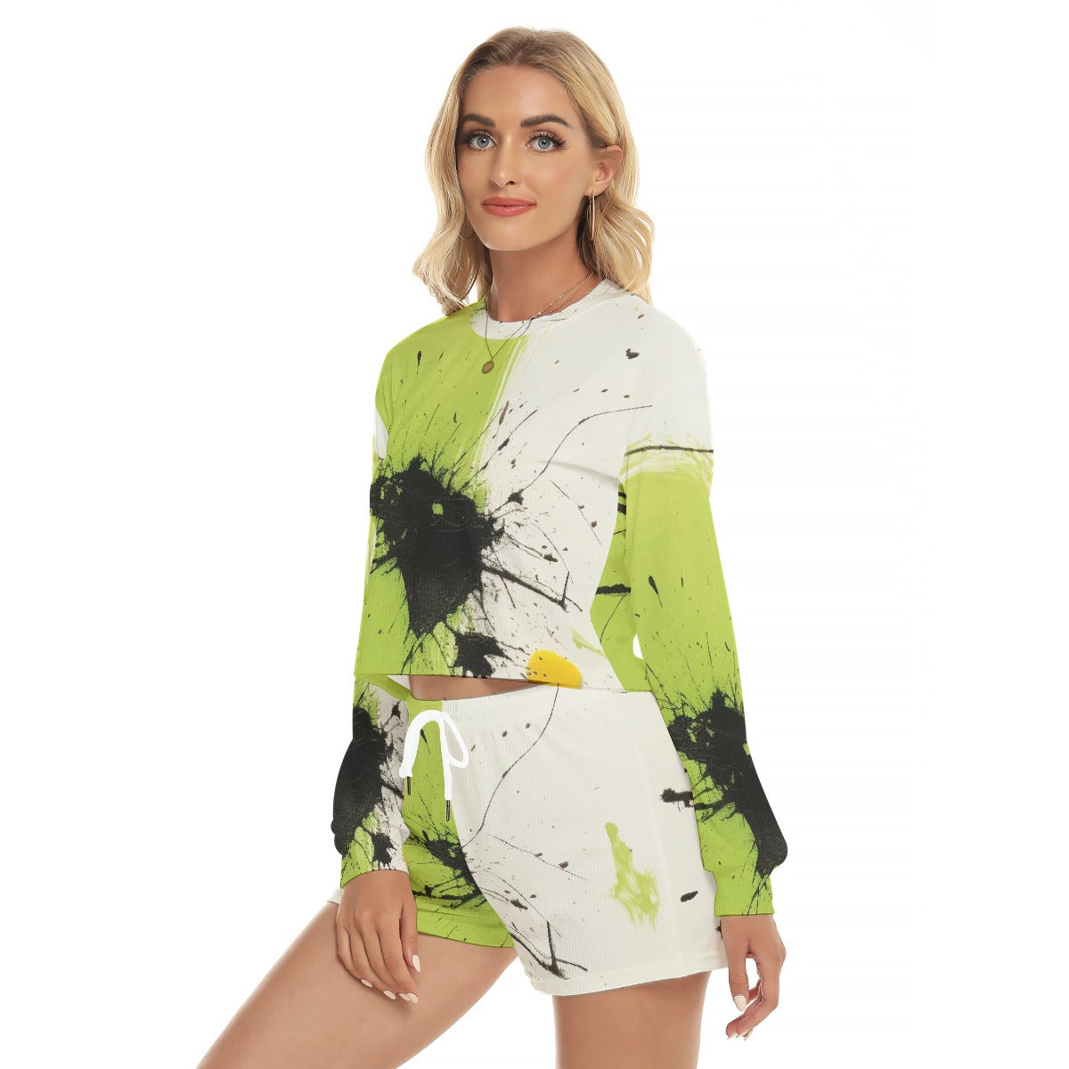 All-Over Print Women's Short Sweatshirt And Pants Suit