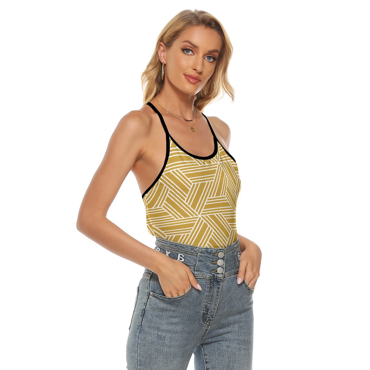All-Over Print Women's Criss-Cross Open Back Tank Top