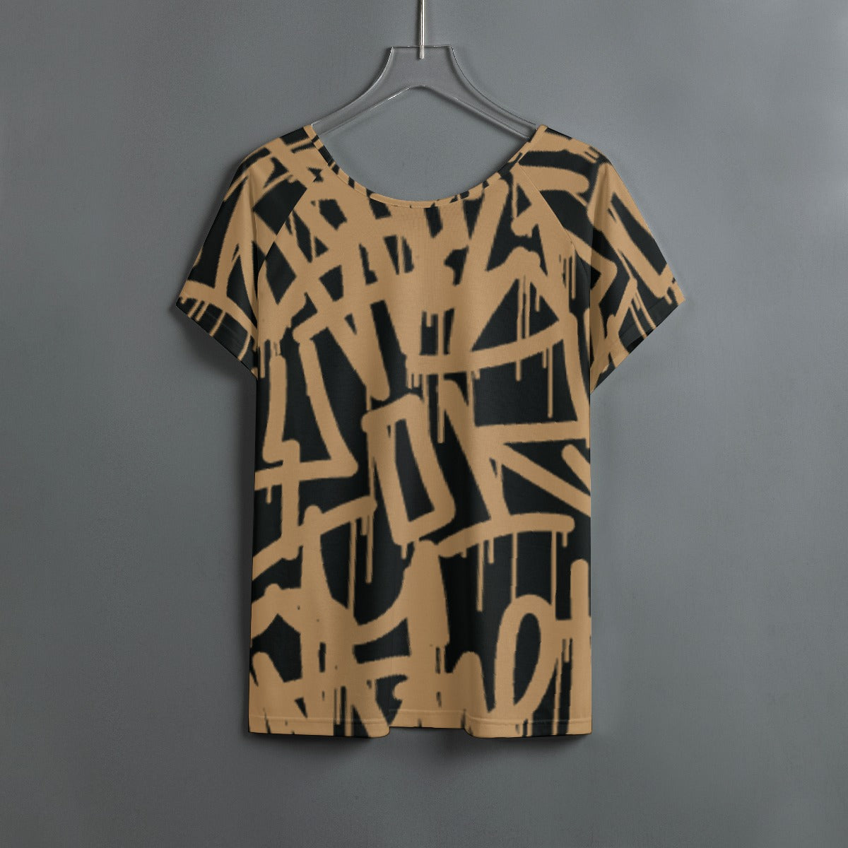All-Over Print Women's Round Neck T-shirt With Raglan Sleeve