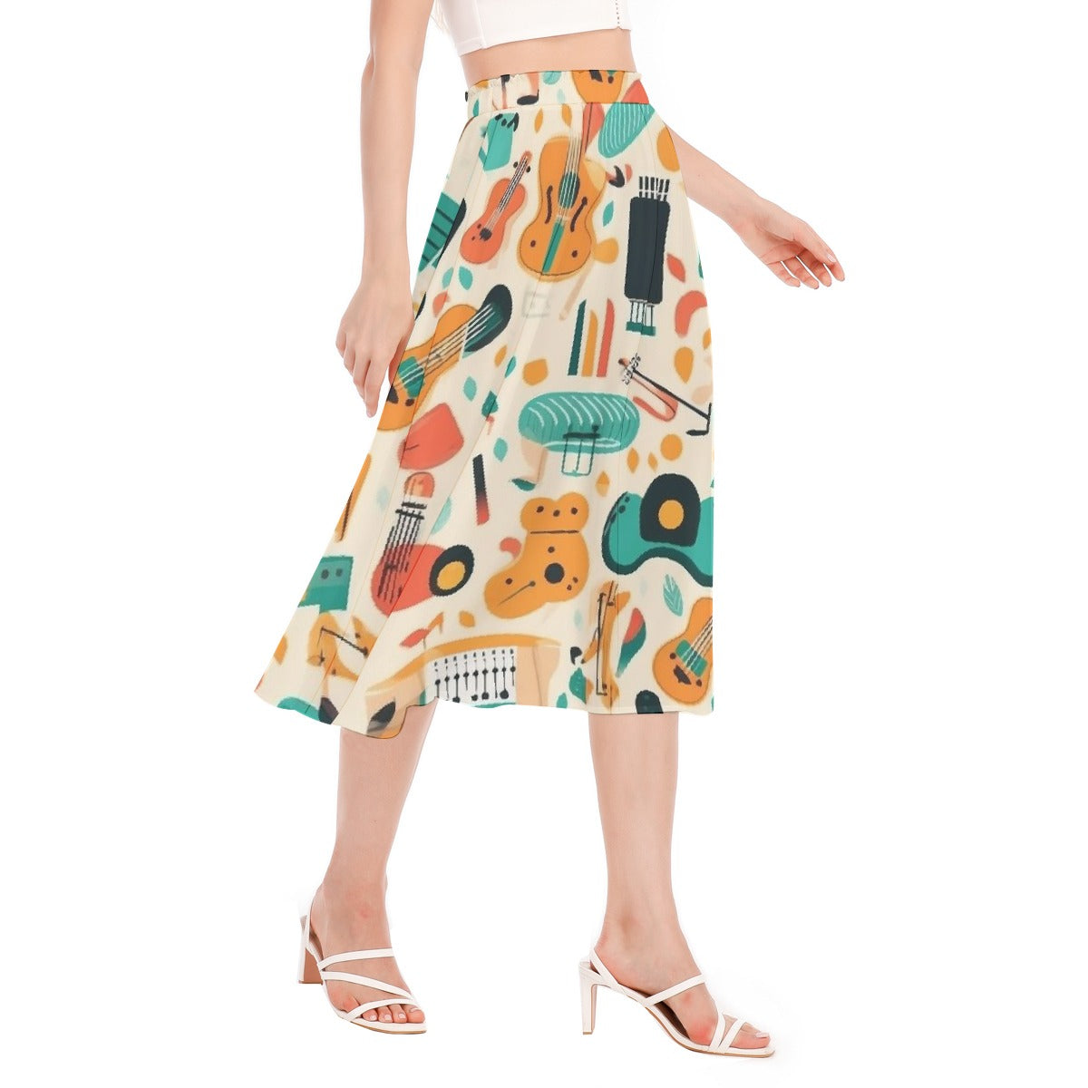All-Over Print Women's Long Section Chiffon Skirt