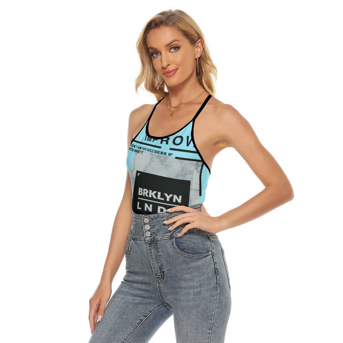 All-Over Print Women's Criss-Cross Open Back Tank Top