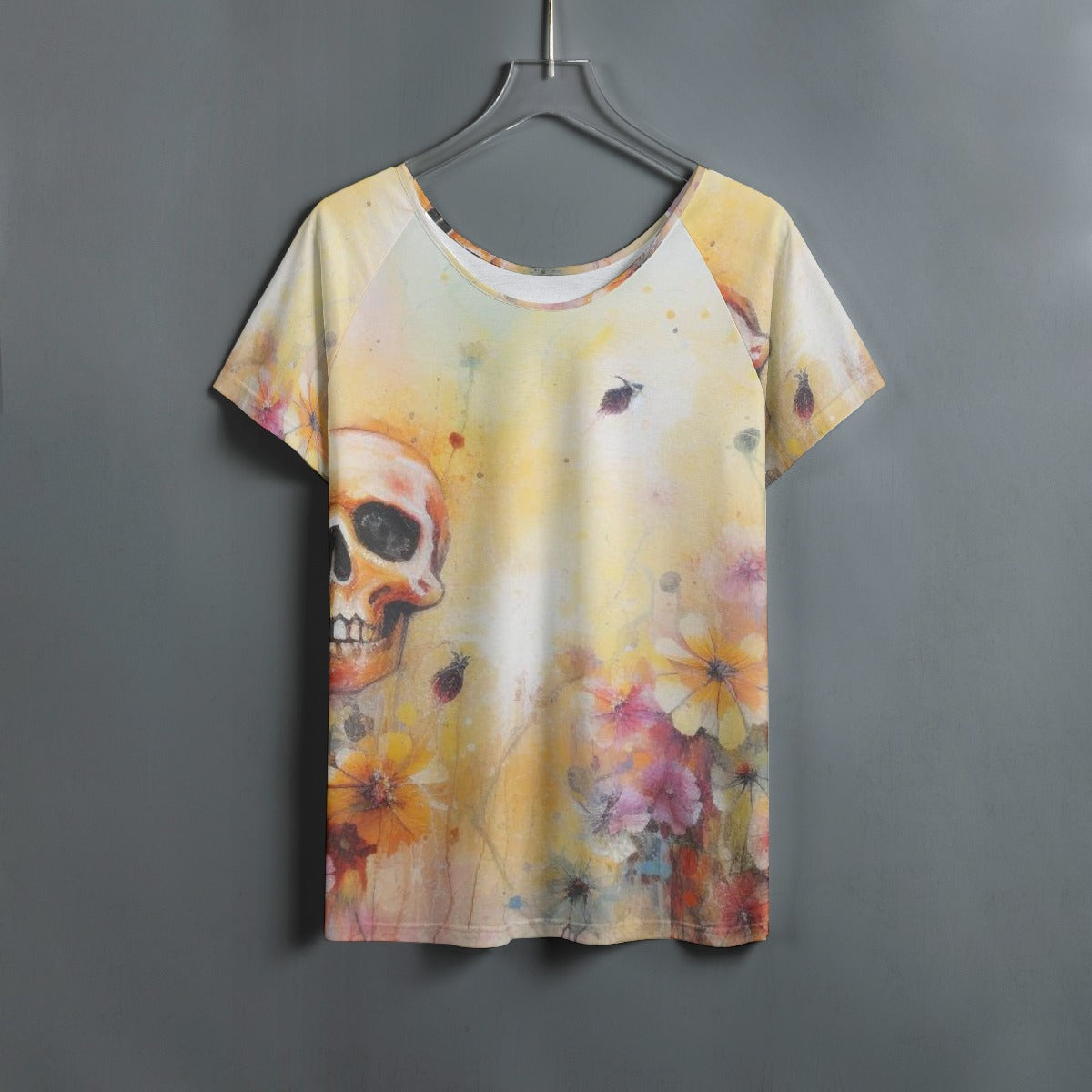 All-Over Print Women's Round Neck T-shirt With Raglan Sleeve