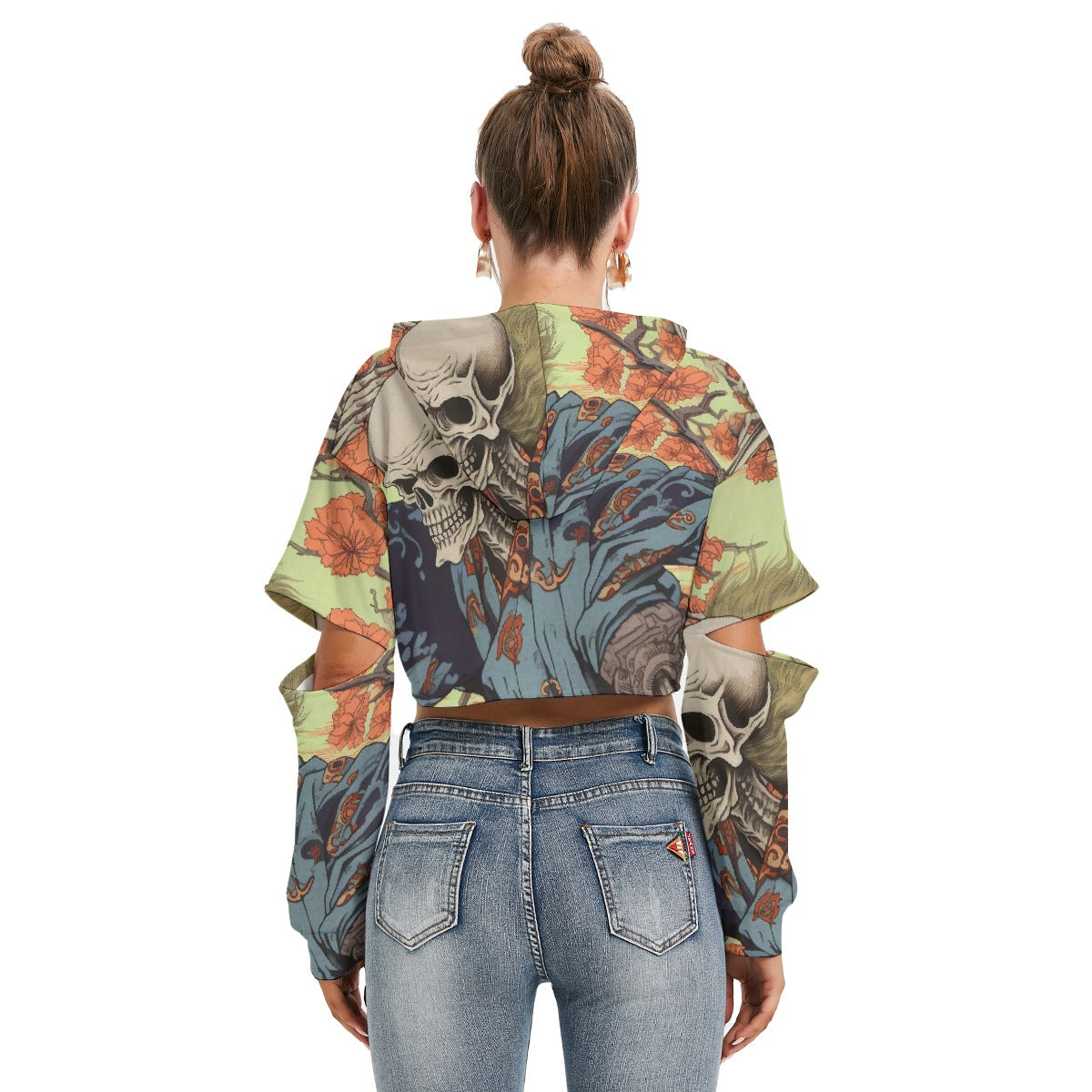 All-Over Print Women's Heavy Fleece Hoodie With Hollow Out Sleeve