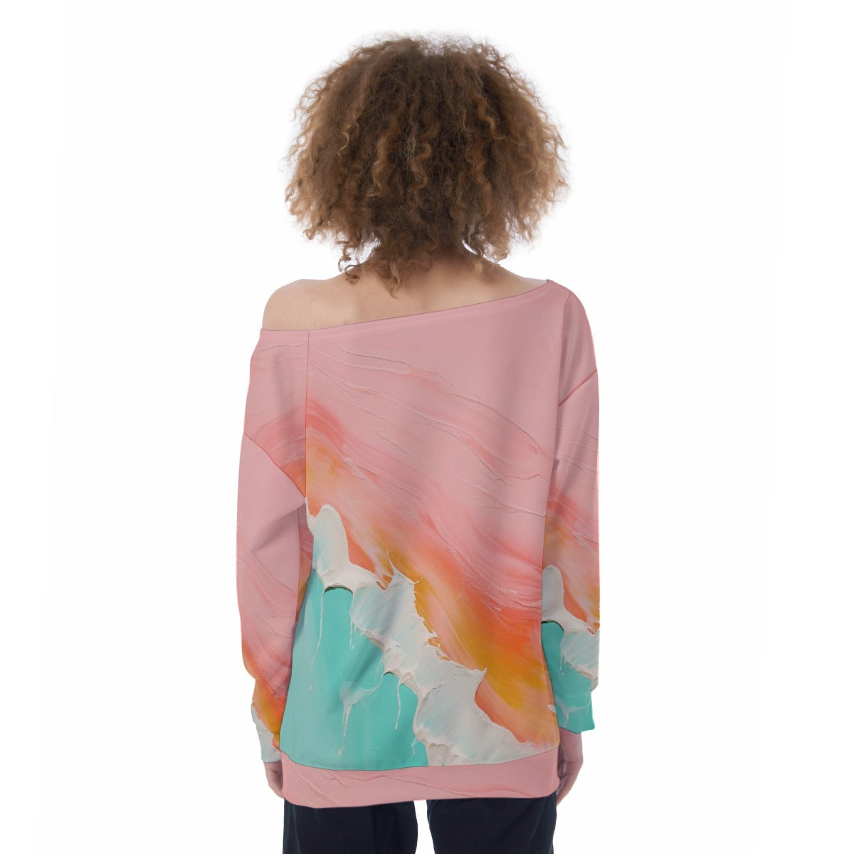 All-Over Print Oversized Women's Off-Shoulder Sweatshirt
